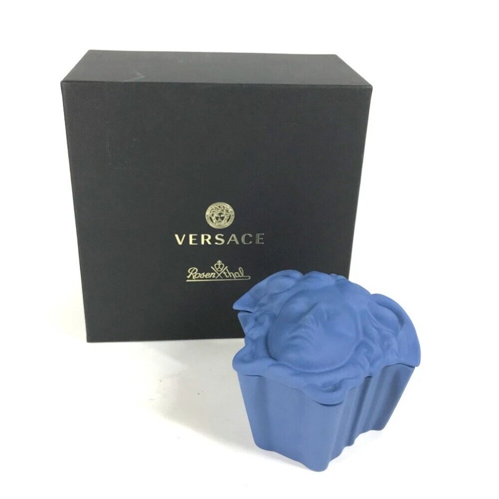Versace Rosenthal Medusa Tray Tray Tray Accessory Case Pottery Blue